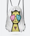 Рюкзак Yellow Cat glasses heart background - Valentine's Day