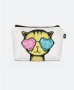 Косметичка Yellow Cat glasses heart background - Valentine's Day