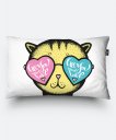 Подушка прямокутна Yellow Cat glasses heart background - Valentine's Day