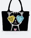 Шопер Black Cat in glasses heart background - Valentine's Day