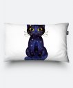 Подушка прямокутна Синьо-чорний кіт на білому