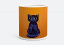Чашка Синьо-чорний кіт на жовтогарячому