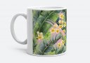 Чашка tropical banana palm leaf watercolor Jungle Plumeria pattern