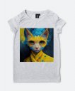 Жіноча футболка Кіт Жовто Блакитний