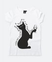 Жіноча футболка Кішка з бокалом