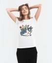 Жіноча футболка Киця в тюльпанах