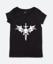 Жіноча футболка Череп с крыльями и мечом