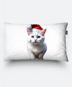 Подушка прямокутна Новий рік, білий котик