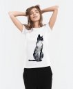 Жіноча футболка Кішка акварельна
