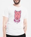 Чоловіча футболка рожевий кіт у навушниках