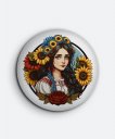 Значок Українська дівчина із соняшниками