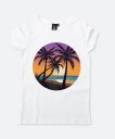 Жіноча футболка Пальмовий пляж - Ніжний світанок