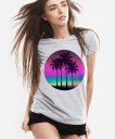 Жіноча футболка Пальмовий пляж - М'які відтінки