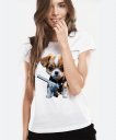 Жіноча футболка Миле цуценя з пістолетом на нашийнику