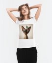 Жіноча футболка Орієнтальна Сіамська Кішка з Метеликом