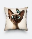 Подушка квадратна Орієнтальна Сіамська Кішка з Метеликом