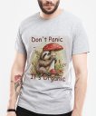 Чоловіча футболка Don't Panic it's Organic. Лінивець з грибами Мухомор