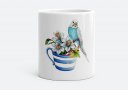 Чашка Хвилястий папуга в чашці з квітами