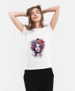 Жіноча футболка Молода жінка з квітами у волоссі 