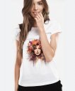 Жіноча футболка Дівчина з квітами у волоссі 