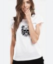 Жіноча футболка Чорно-білий череп з трояндами