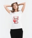 Жіноча футболка Ведмедик з червоним серцем