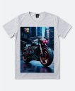 Чоловіча футболка Мотоцикл у стилі кіберпанк