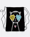 Рюкзак Black Cat in glasses heart background - Valentine's Day