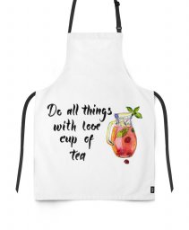 Фартух Do all things with love cup of tea