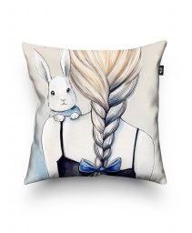 Подушка квадратна Дівчина з кроликом