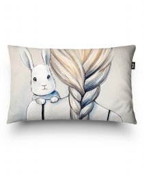 Подушка прямокутна Дівчина з кроликом