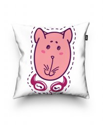 Подушка квадратна рожевий кіт у навушниках