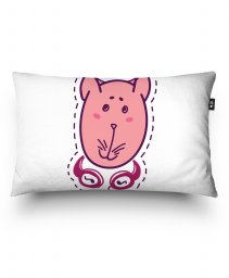 Подушка прямокутна рожевий кіт у навушниках