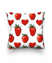 Подушка квадратна Hearts and strawberries