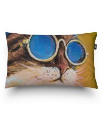 Подушка прямокутна кот в синих очках