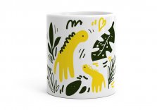 Чашка Желтые мам и дочка динозавр