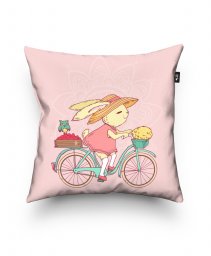 Подушка квадратна Кролик на велосипеді