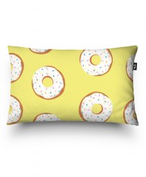 Подушка прямокутна Пончики на жолтом фоне