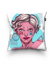 Подушка квадратна Дівчина з татуюванням на обличчі