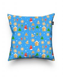 Подушка квадратна Різдвяне печиво на блакитному