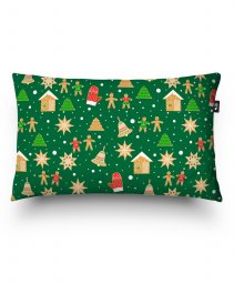 Подушка прямокутна Різдвяне печиво на зеленому