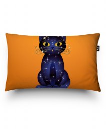 Подушка прямокутна Синьо-чорний кіт на жовтогарячому