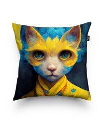 Подушка квадратна Кіт Жовто Блакитний