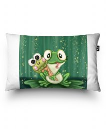 Подушка прямокутна Симпатична мультяшна жаба з морозивом