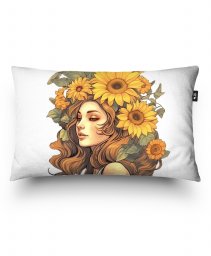 Подушка прямокутна Дівчина з вінком із соняшників.
