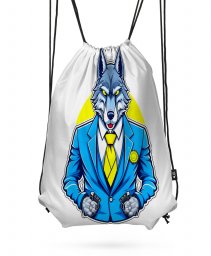 Рюкзак Стильный волк - Облаченный в синий костюм и желтый галстук.