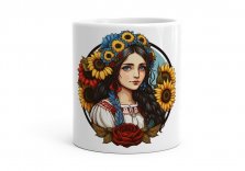 Чашка Українська дівчина із соняшниками