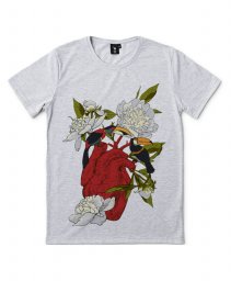 Чоловіча футболка Сердце, птахи, квіти