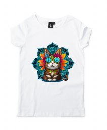 Жіноча футболка Кошка Бохо с Символом Мира
