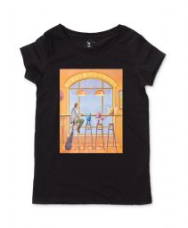 Жіноча футболка Пухнастики Три Музи. У кав'ярні 